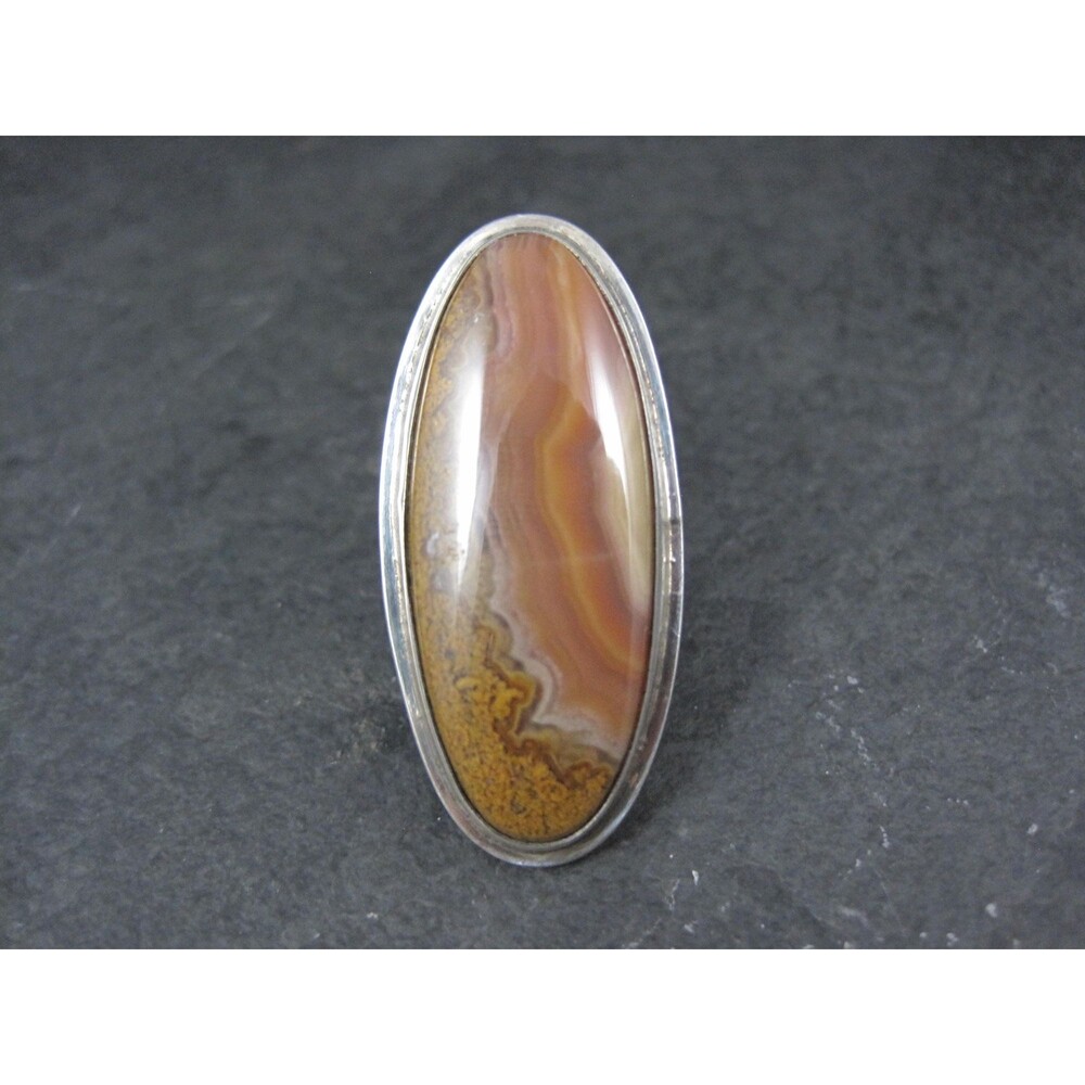 Long Southwestern Sterling Jasper Ring Size 7